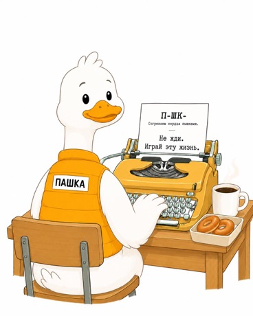 Пашка Гусяша печатает на машинке